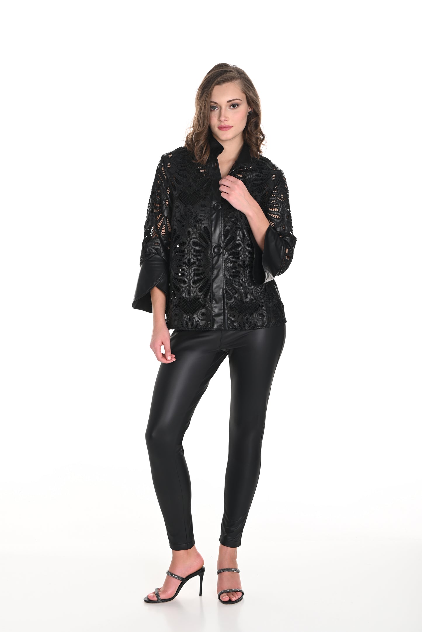 Frank Lyman Fall 2024-244612U-Polyurethane Pant-Black - The Coach Pyramids