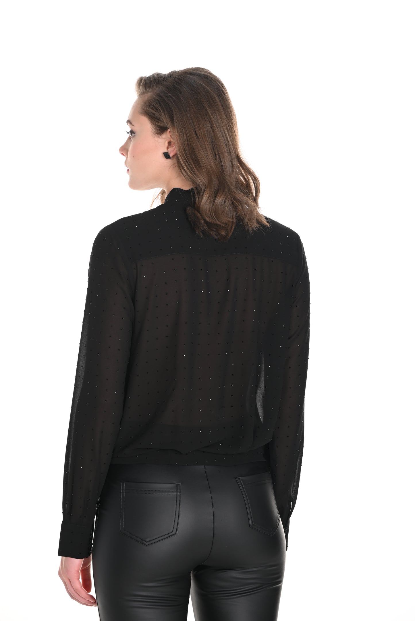 Frank Lyman Fall 2024-244613U-Woven Blouse Blouse-Black - The Coach Pyramids