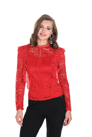 Frank Lyman Fall 2024-244626U-Knit Top-Red