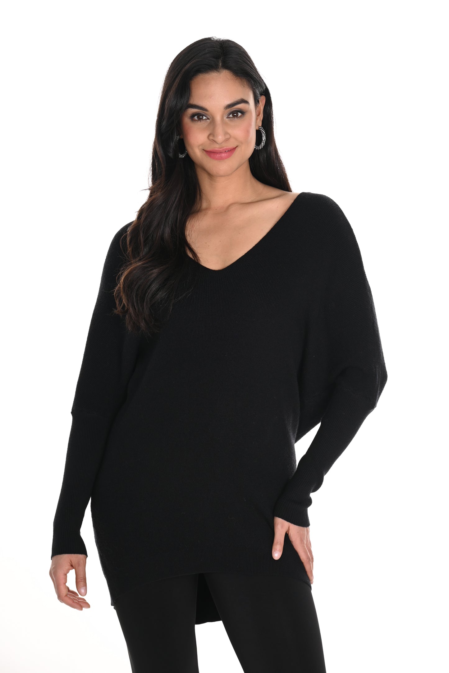Frank Lyman Fall 2024-244630U-Knit Top-Black - The Coach Pyramids
