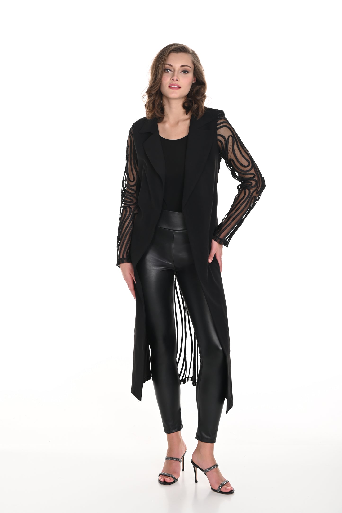 Frank Lyman Fall 2024-244636U-Woven Jacket-Black - The Coach Pyramids