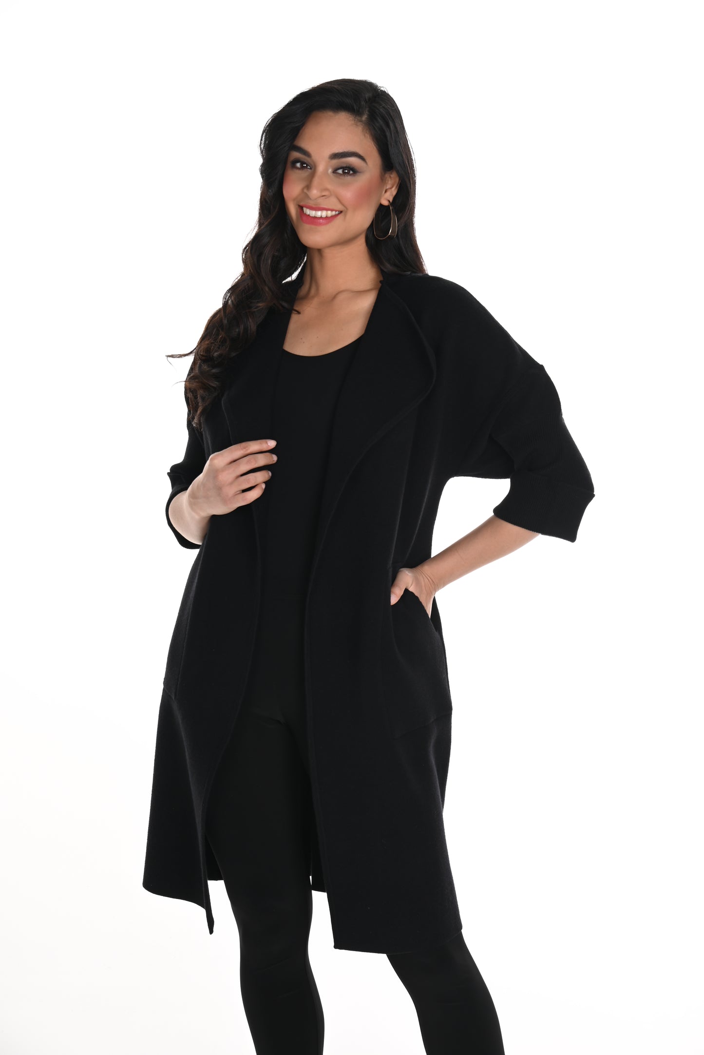 Frank Lyman Fall 2024-244654U-Knit Jacket-Black - The Coach Pyramids