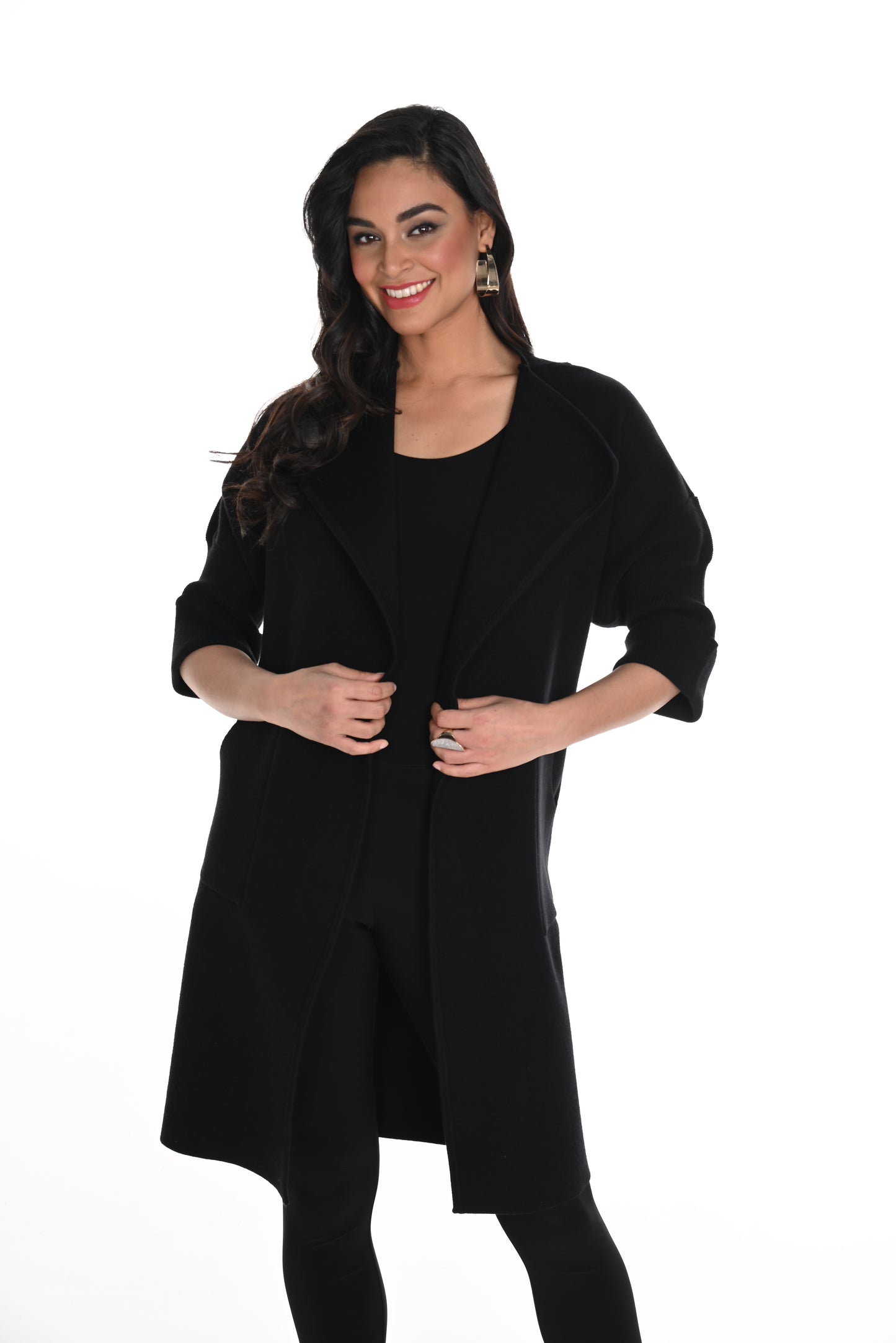 Frank Lyman Fall 2024-244654U-Knit Jacket-Black - The Coach Pyramids