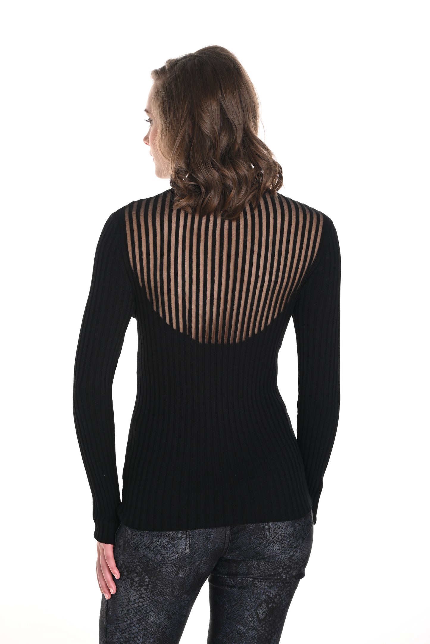 Frank Lyman Fall 2024-244658U-Knit Top-Black - The Coach Pyramids