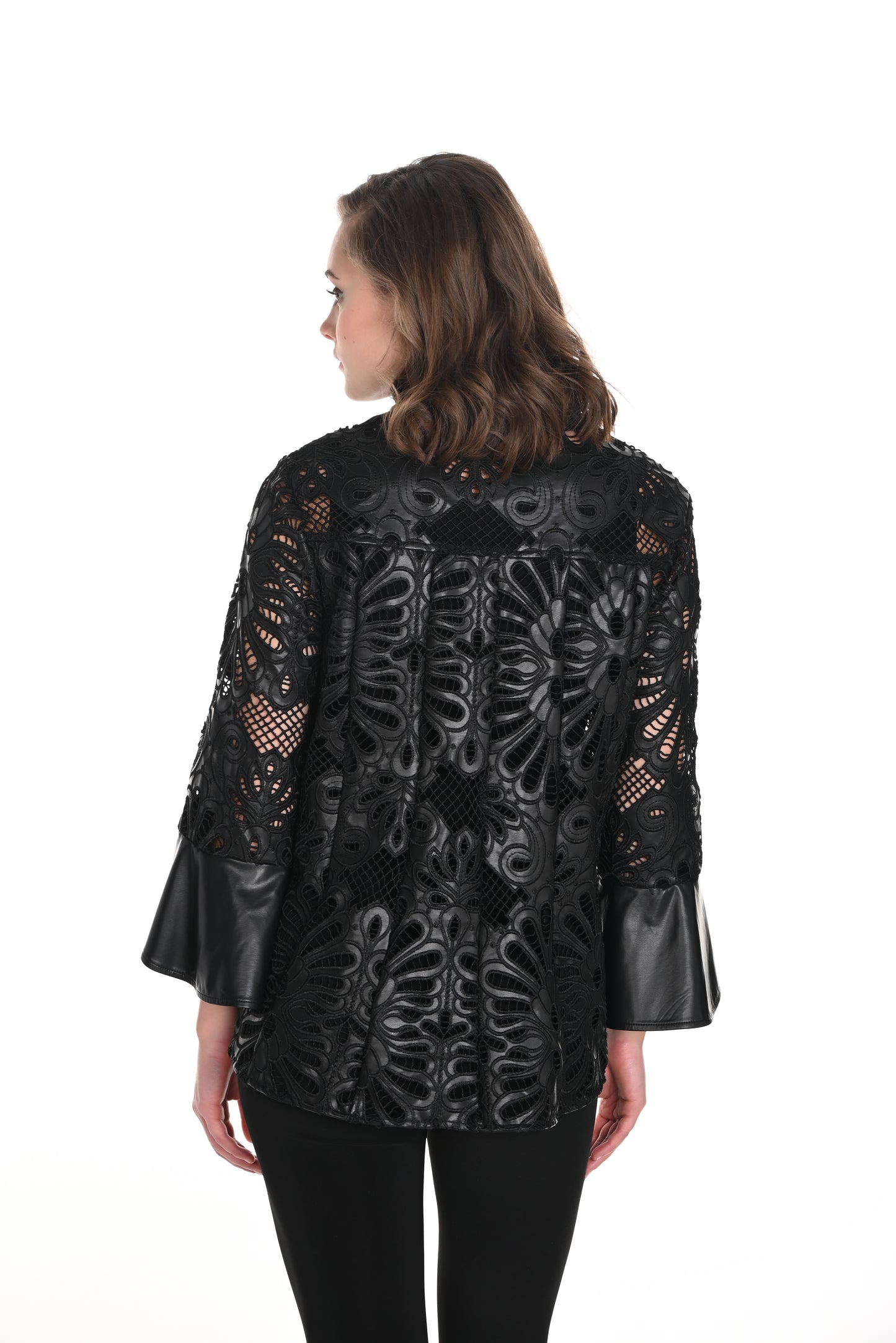 Frank Lyman Fall 2024-244662U-Knit Jacket-Black - The Coach Pyramids