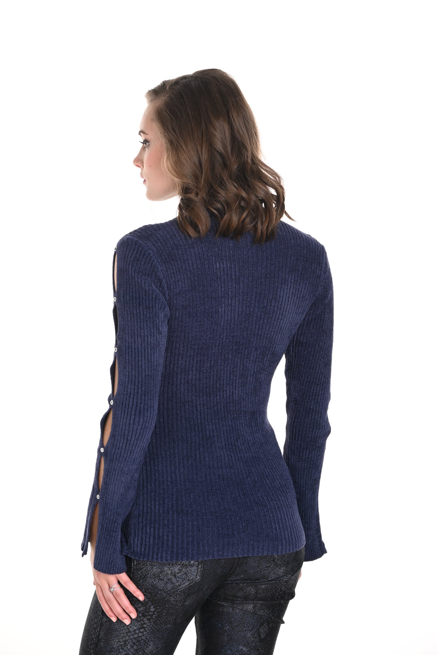 Frank Lyman Fall 2024-244655U-Knit Top-Navy - The Coach Pyramids