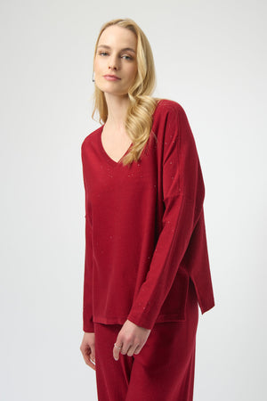 Joseph Ribkoff Winter 2025-244921F25-4435-Top-Deep Cherry - The Coach Pyramids