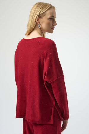 Joseph Ribkoff Winter 2025-244921F25-4435-Top-Deep Cherry - The Coach Pyramids