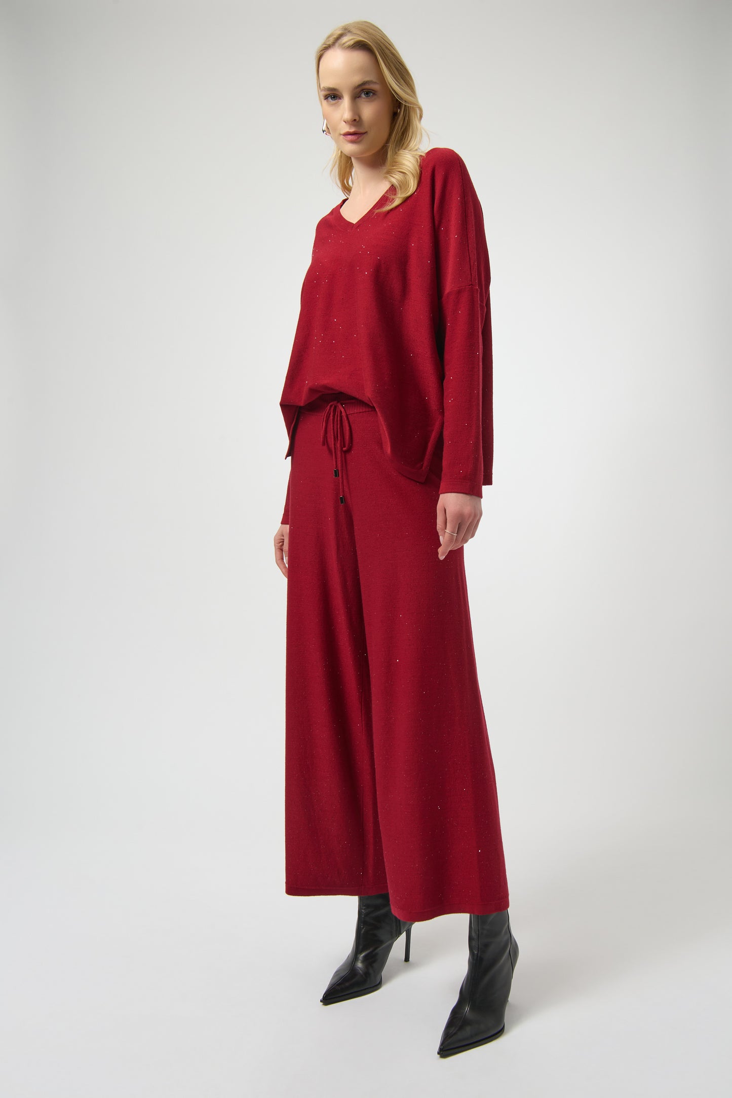 Joseph Ribkoff Winter 2025-244921F25-4435-Top-Deep Cherry - The Coach Pyramids