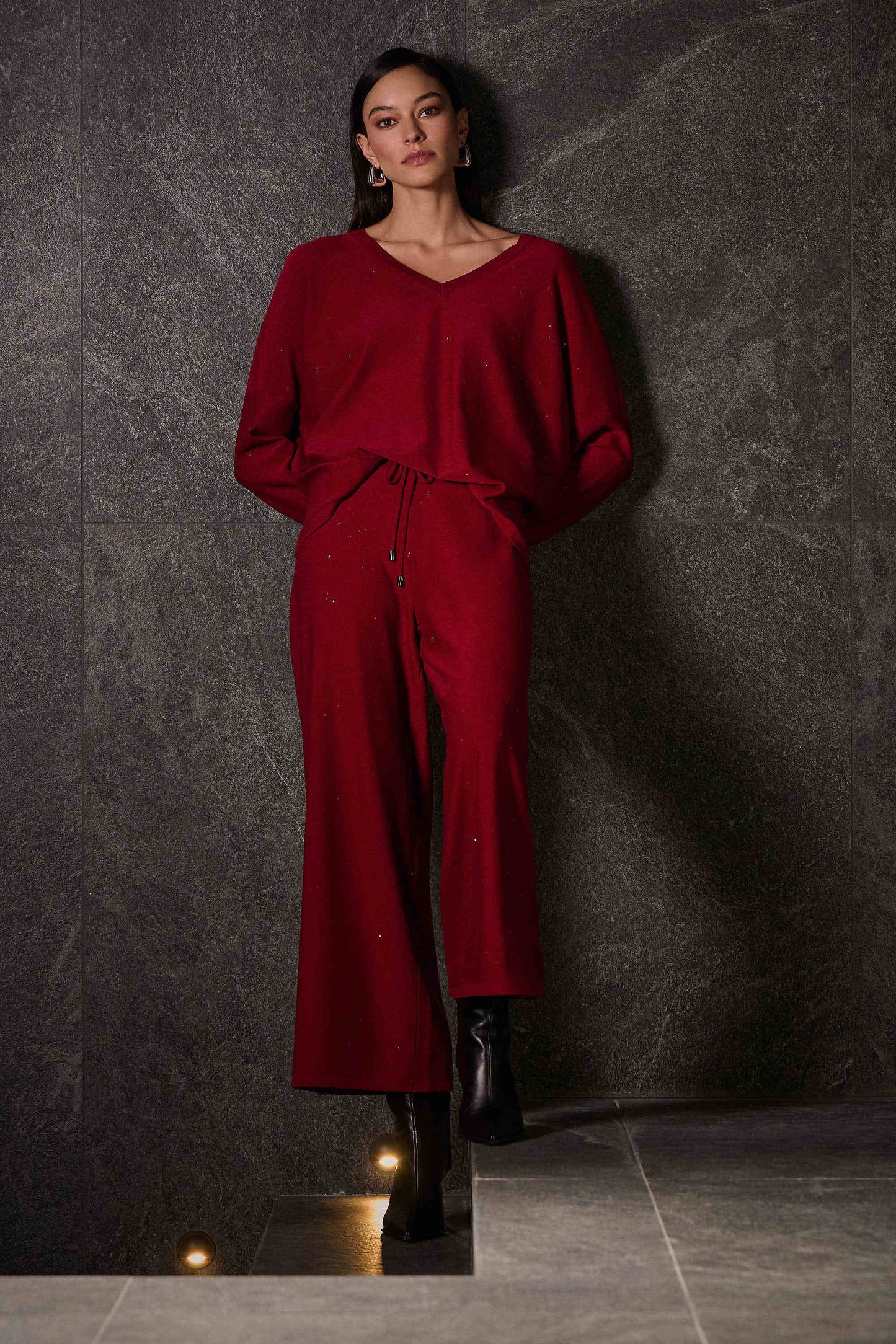 Joseph Ribkoff-244922F25-4435-Pant-Deep Cherry - The Coach Pyramids