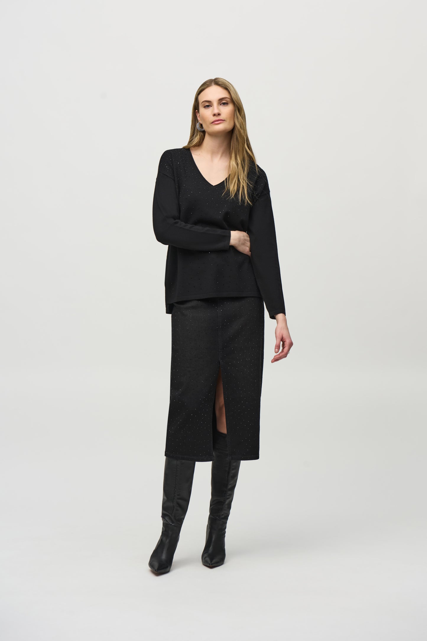 Joseph Ribkoff Winter  2024-244923-11-Top-Black - The Coach Pyramids