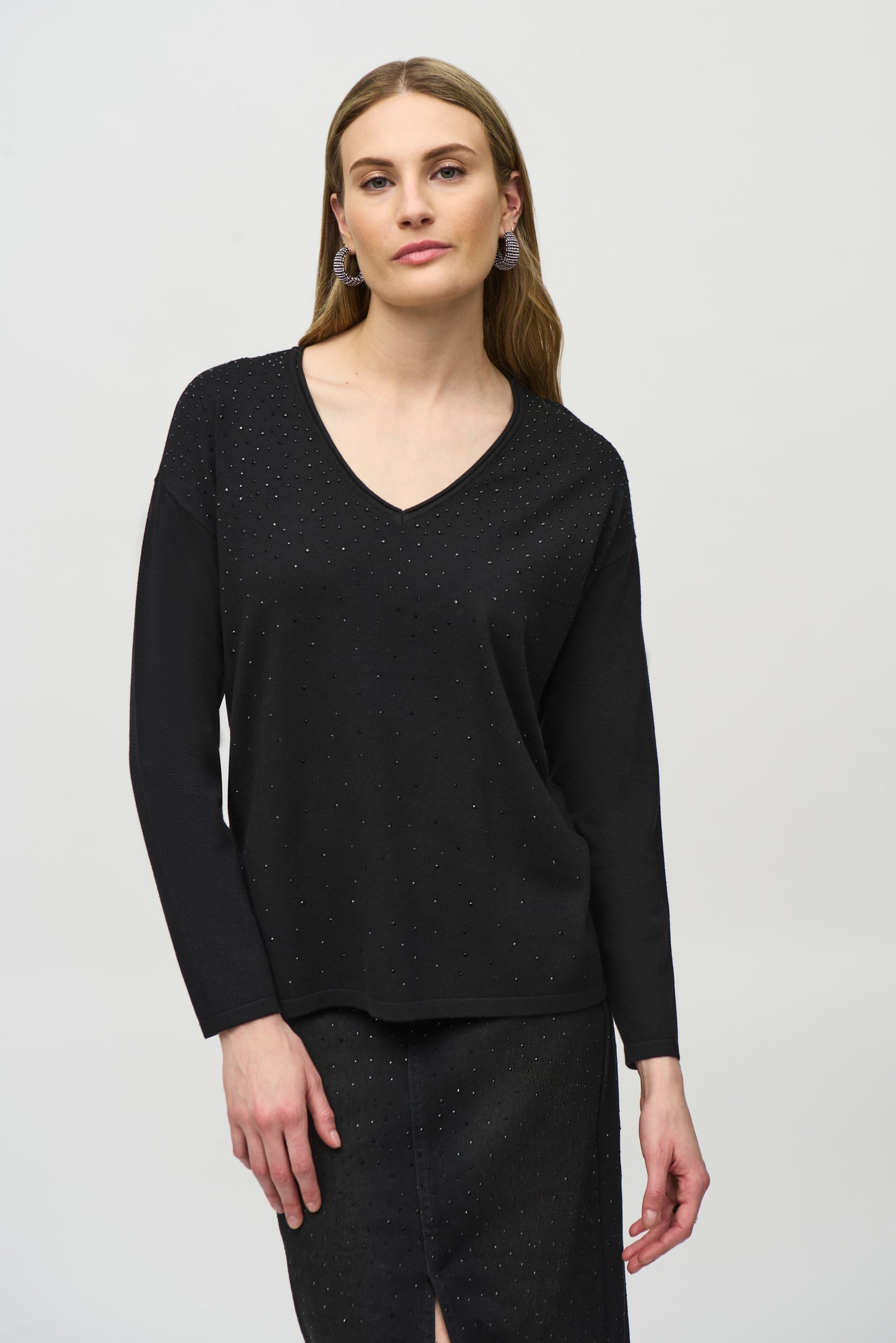 Joseph Ribkoff Winter  2024-244923-11-Top-Black - The Coach Pyramids