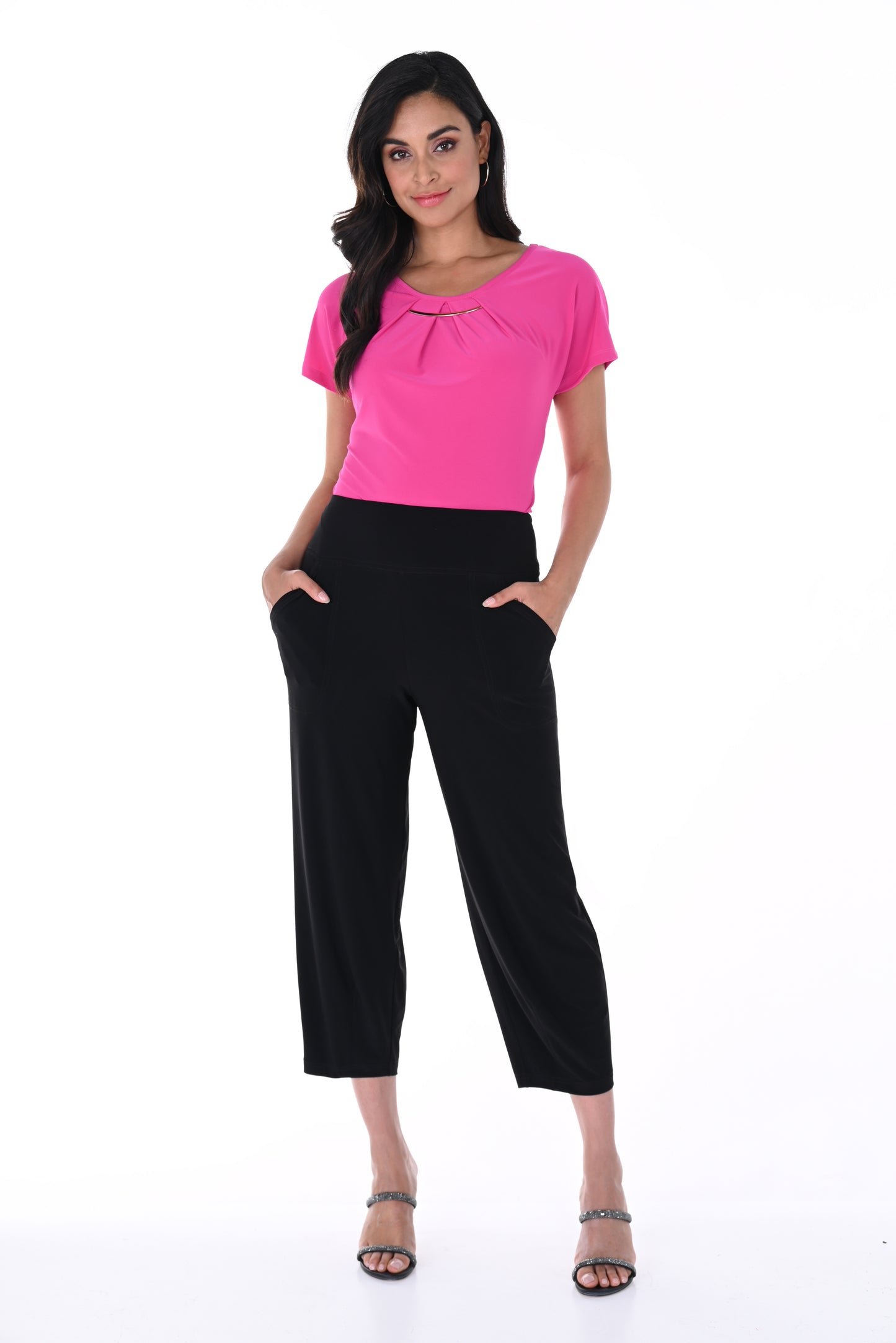 Frank Lyman Spring/Summer 2024-246026-Knit Pant-Black - The Coach Pyramids
