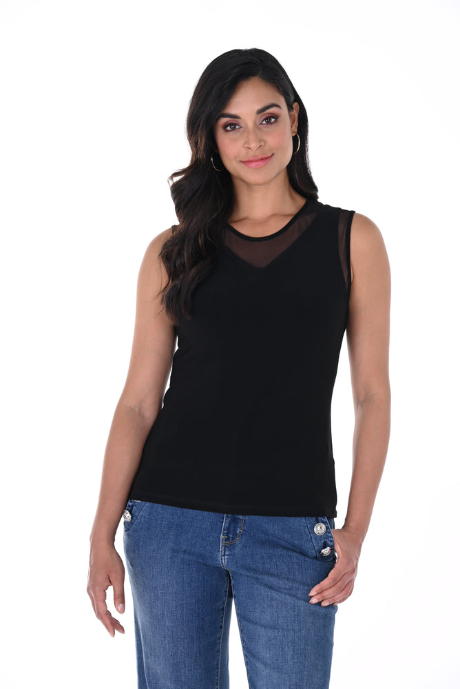 Frank Lyman Spring/Summer 2024-246031-Knit Top-Black - The Coach Pyramids