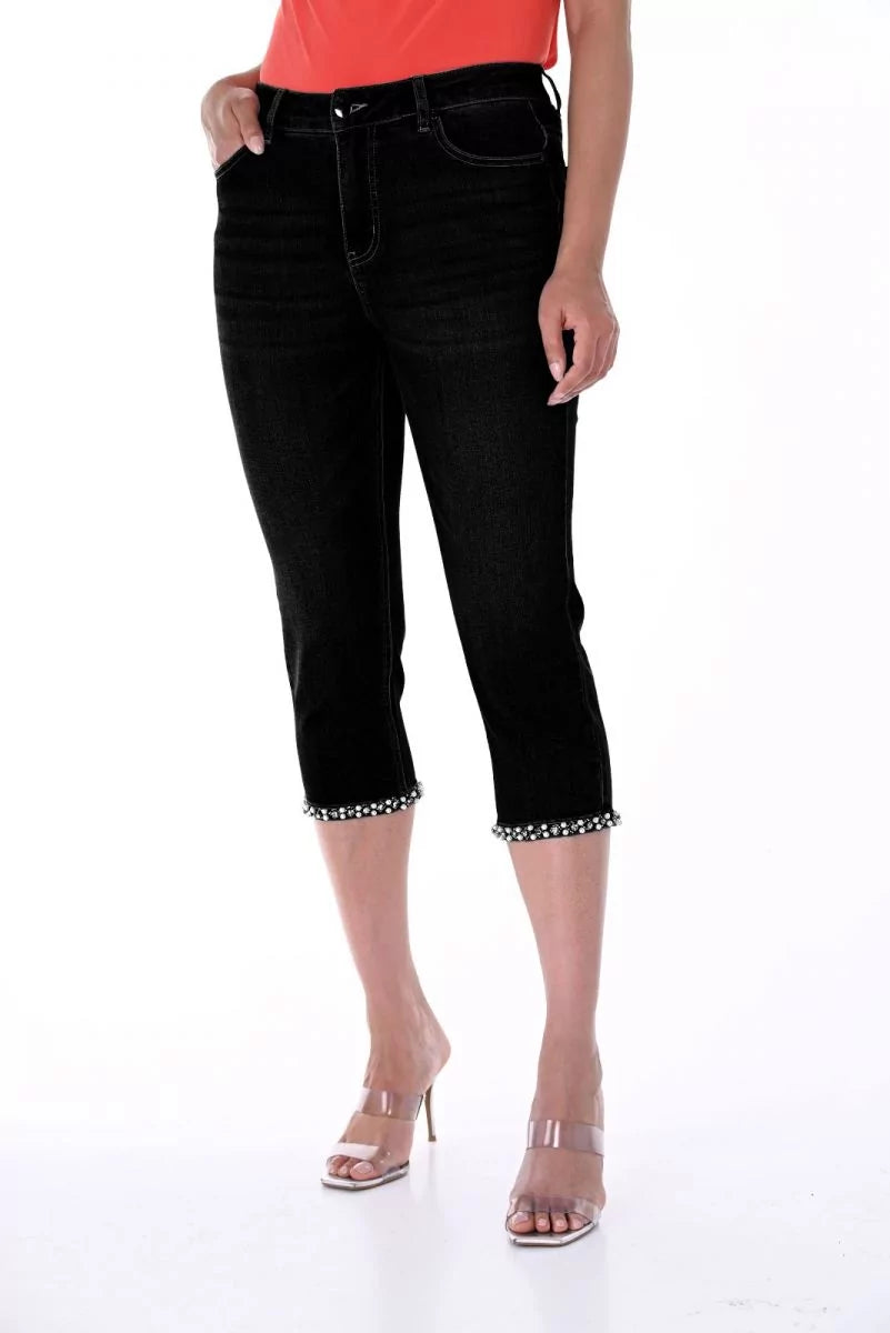 Frank Lyman Spring/Summer 2024-246271U-Woven Denim Pant-Black - The Coach Pyramids