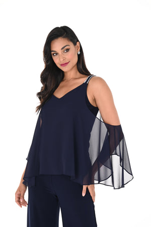 Frank Lyman Spring/Summer 2024- 248004 -Woven Top-Midnight - The Coach Pyramids