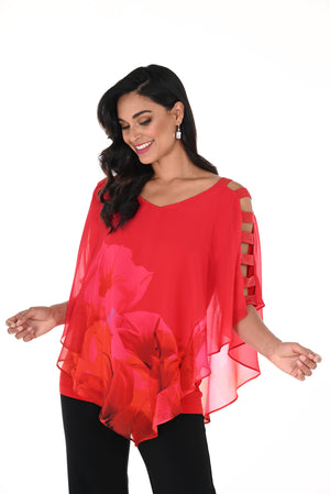 Frank Lyman Spring/Summer 2024- 248157 -Woven Top-Red/Fuchsia - The Coach Pyramids