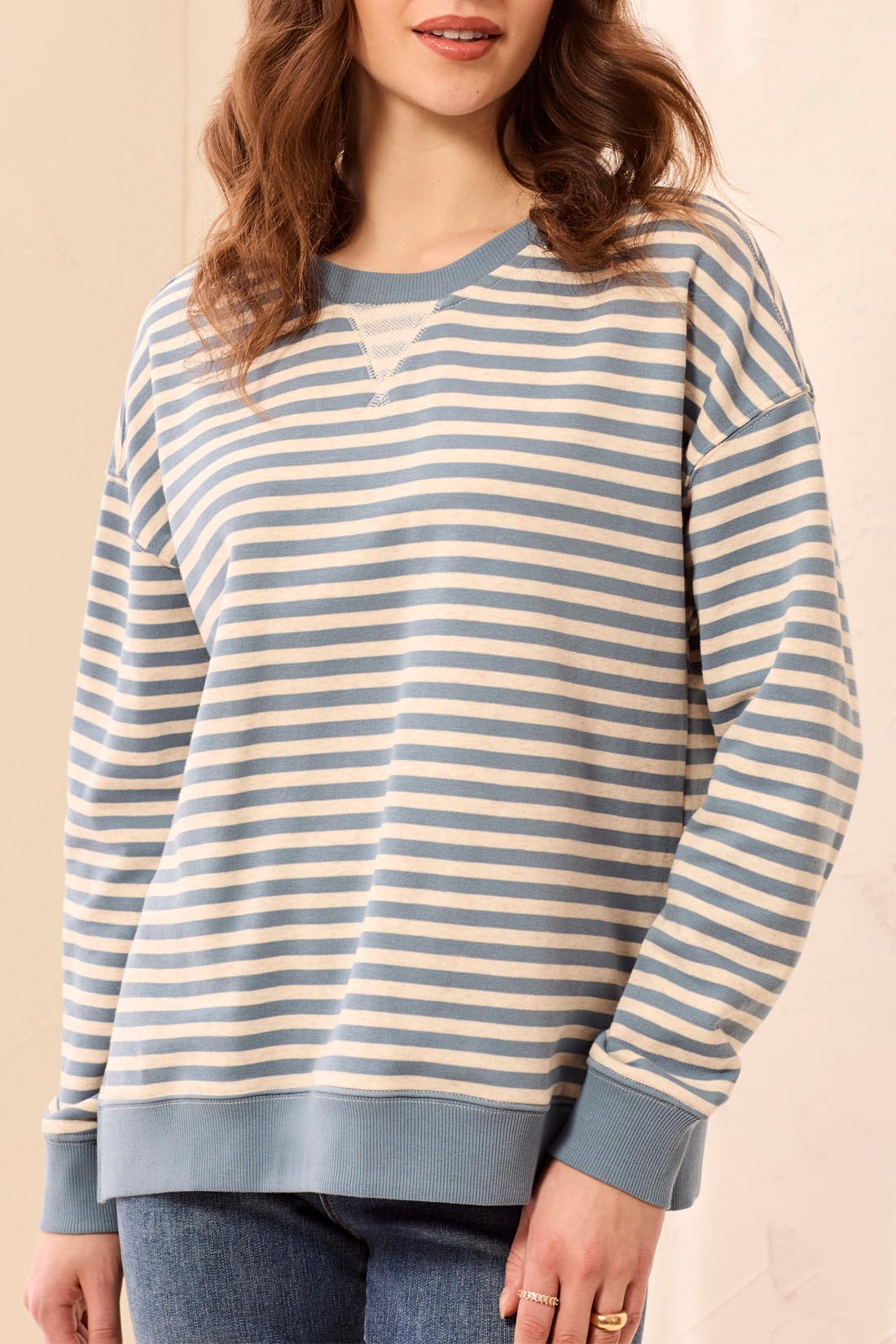Tribal-L/S Crew Neck Top W/Combo-2487O-1633-Blue Fog - The Coach Pyramids