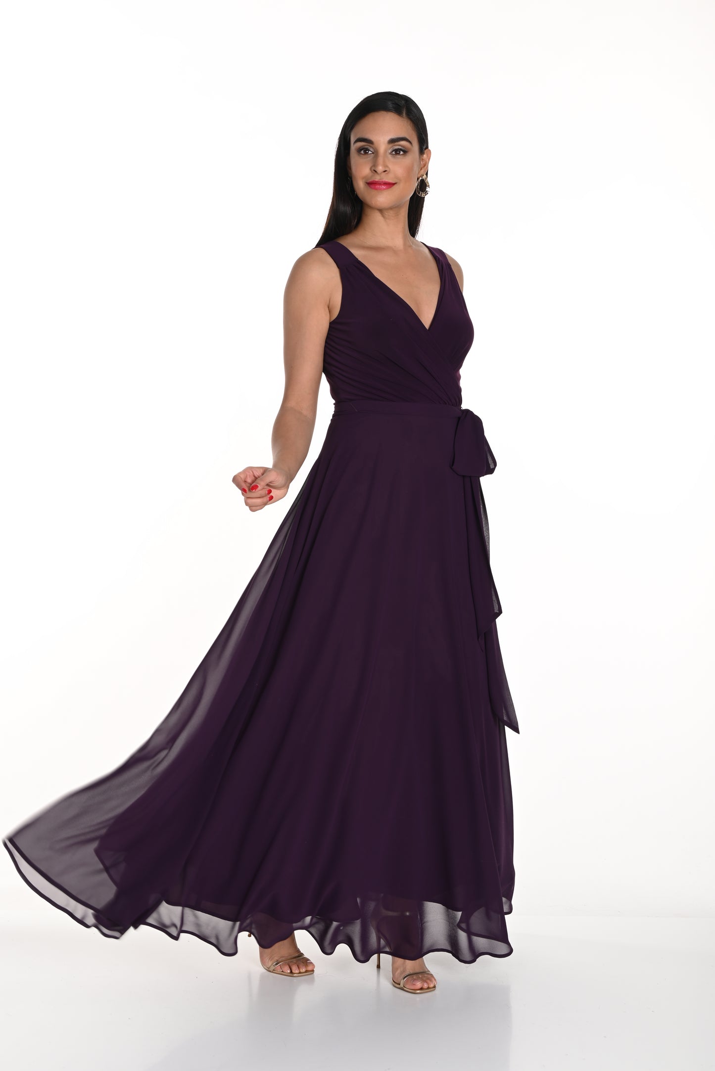 Frank Lyman Fall 2024-249014-Woven Dress-Berry - The Coach Pyramids