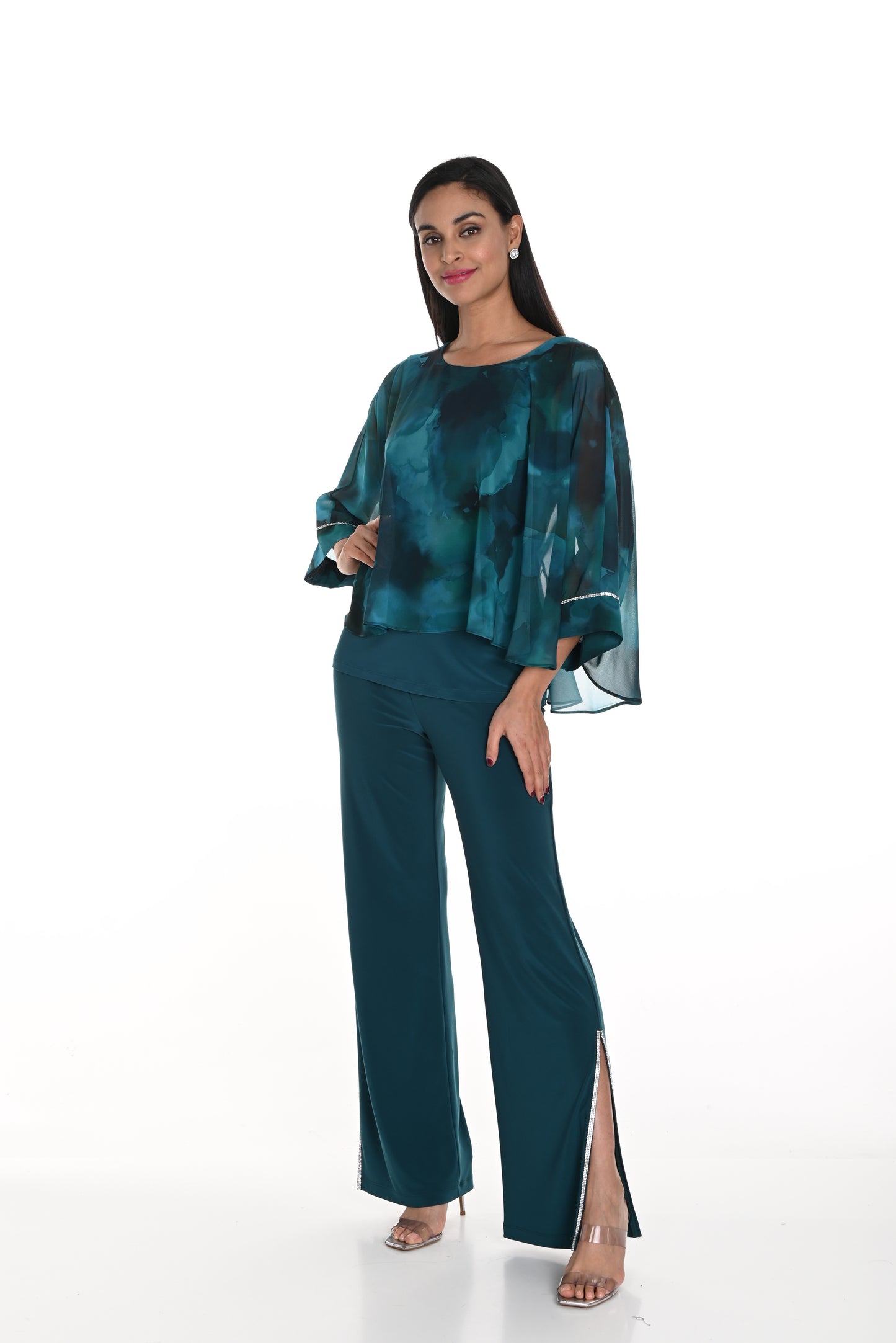 Frank Lyman Fall 2024-249016-Knit Pant-Spruce - The Coach Pyramids