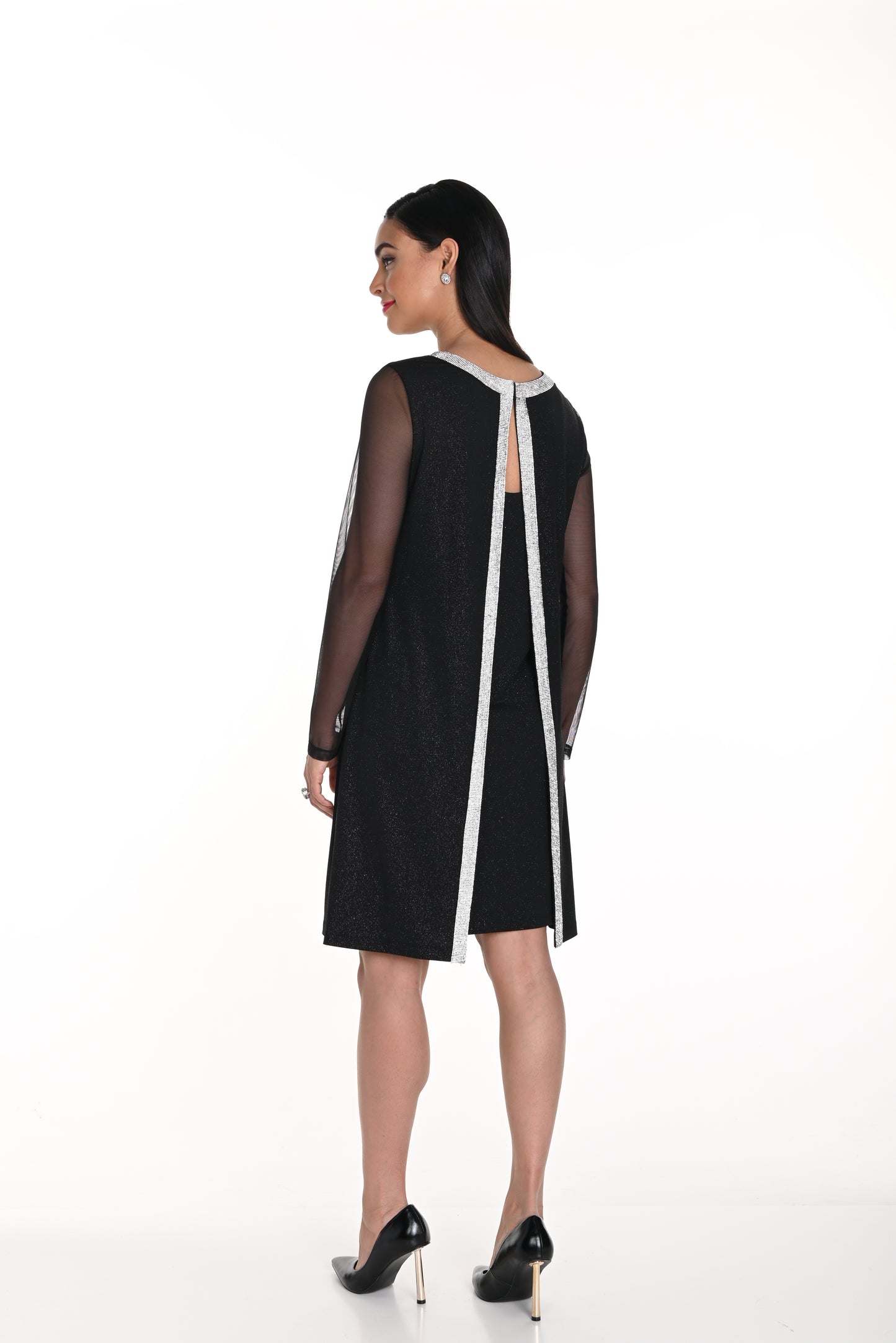 Frank Lyman Fall 2024-249181-Knit Dress-Black - The Coach Pyramids