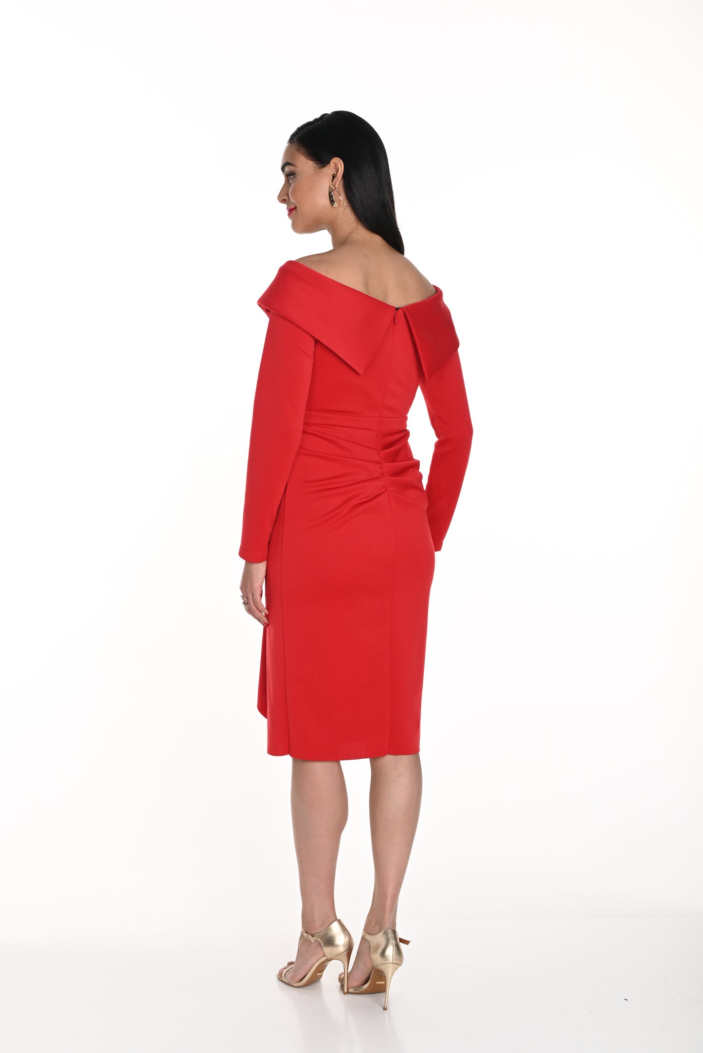 Frank Lyman Fall 2024-249189-Knit Dress-Red - The Coach Pyramids