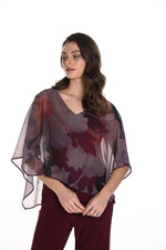 Frank Lyman Fall 2024-249201-Woven Top-Burgundy/Mauve