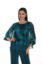 Frank Lyman Fall 2024-249207-Woven Top-Spruce/Teal