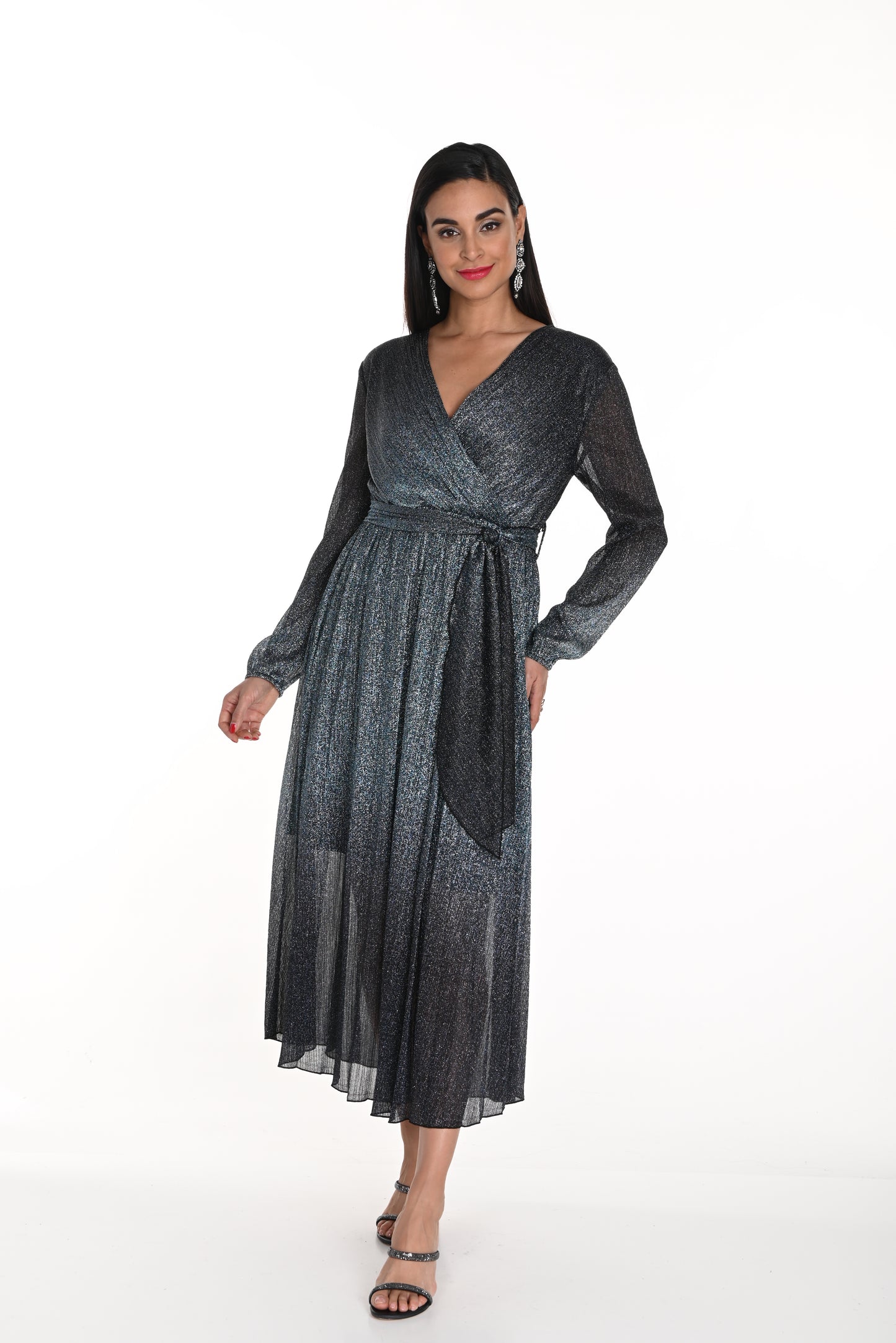 Frank Lyman Fall 2024-249214-Knit Dress-Teal/Black - The Coach Pyramids