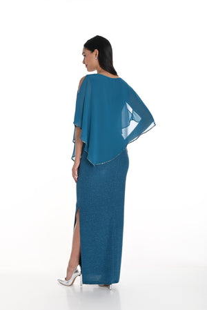 Frank Lyman Fall 2024-249301-Knit Dress-Teal/Blue