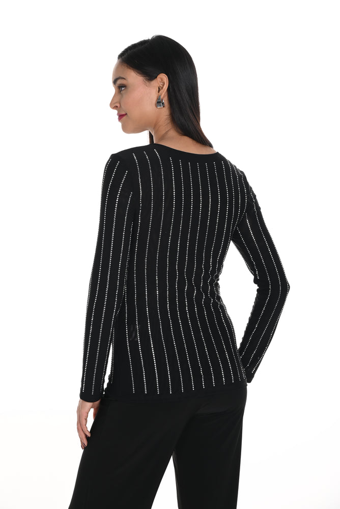 Frank Lyman Fall 2024-249403U-Knit Top-Black/Silver