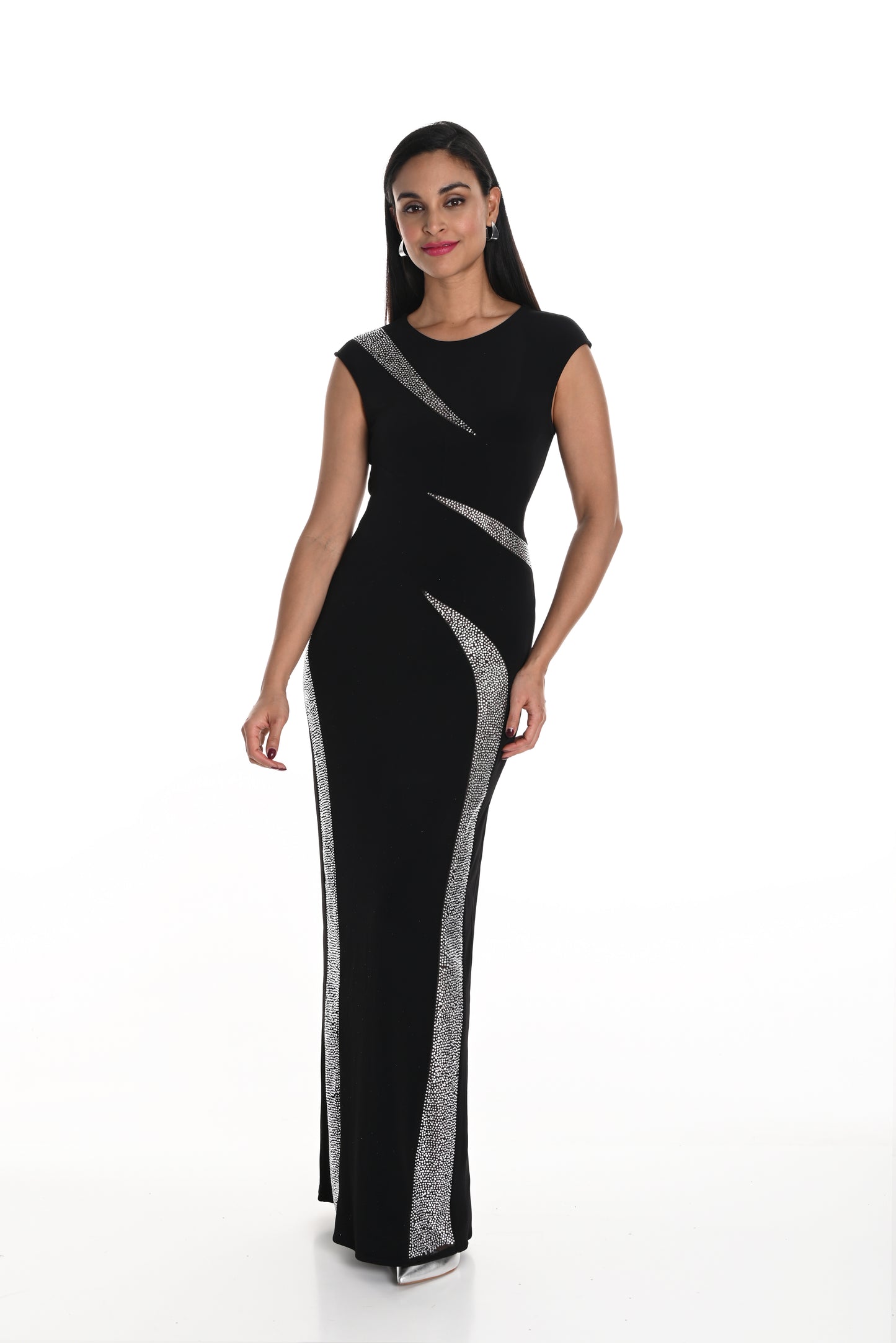 Frank Lyman Fall 2024-249418U-Knit Dress-Black - The Coach Pyramids