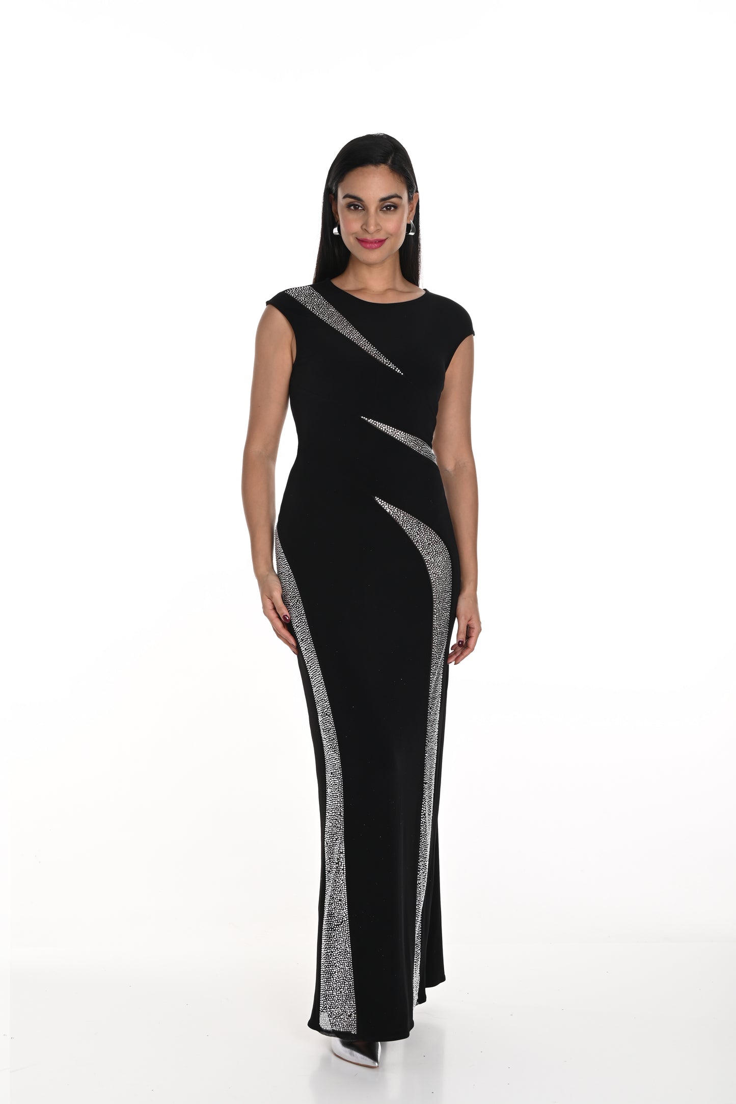 Frank Lyman Fall 2024-249418U-Knit Dress-Black - The Coach Pyramids