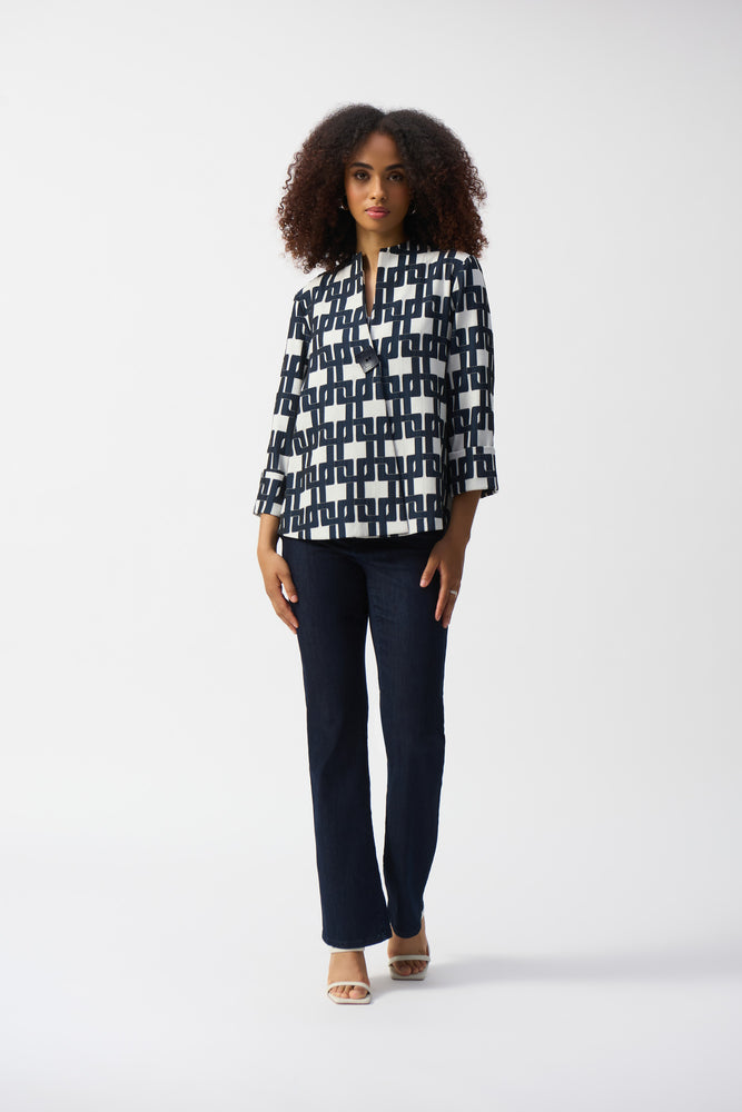 Joseph Ribkoff Winter 2025-251000-34252-Jacket-Off-White/Navy