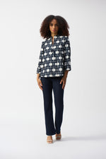 Joseph Ribkoff Winter 2025-251000-34252-Jacket-Off-White/Navy