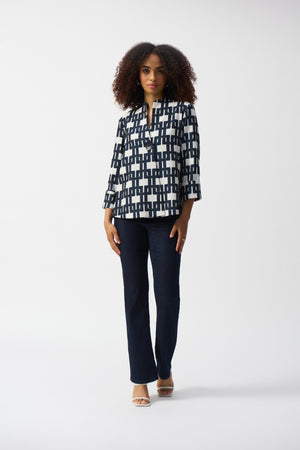 Joseph Ribkoff Winter 2025-251000-34252-Jacket-Off-White/Navy