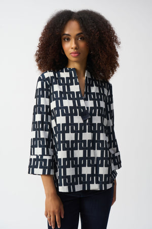 Joseph Ribkoff Winter 2025-251000-34252-Jacket-Off-White/Navy