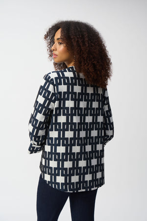 Joseph Ribkoff Winter 2025-251000-34252-Jacket-Off-White/Navy