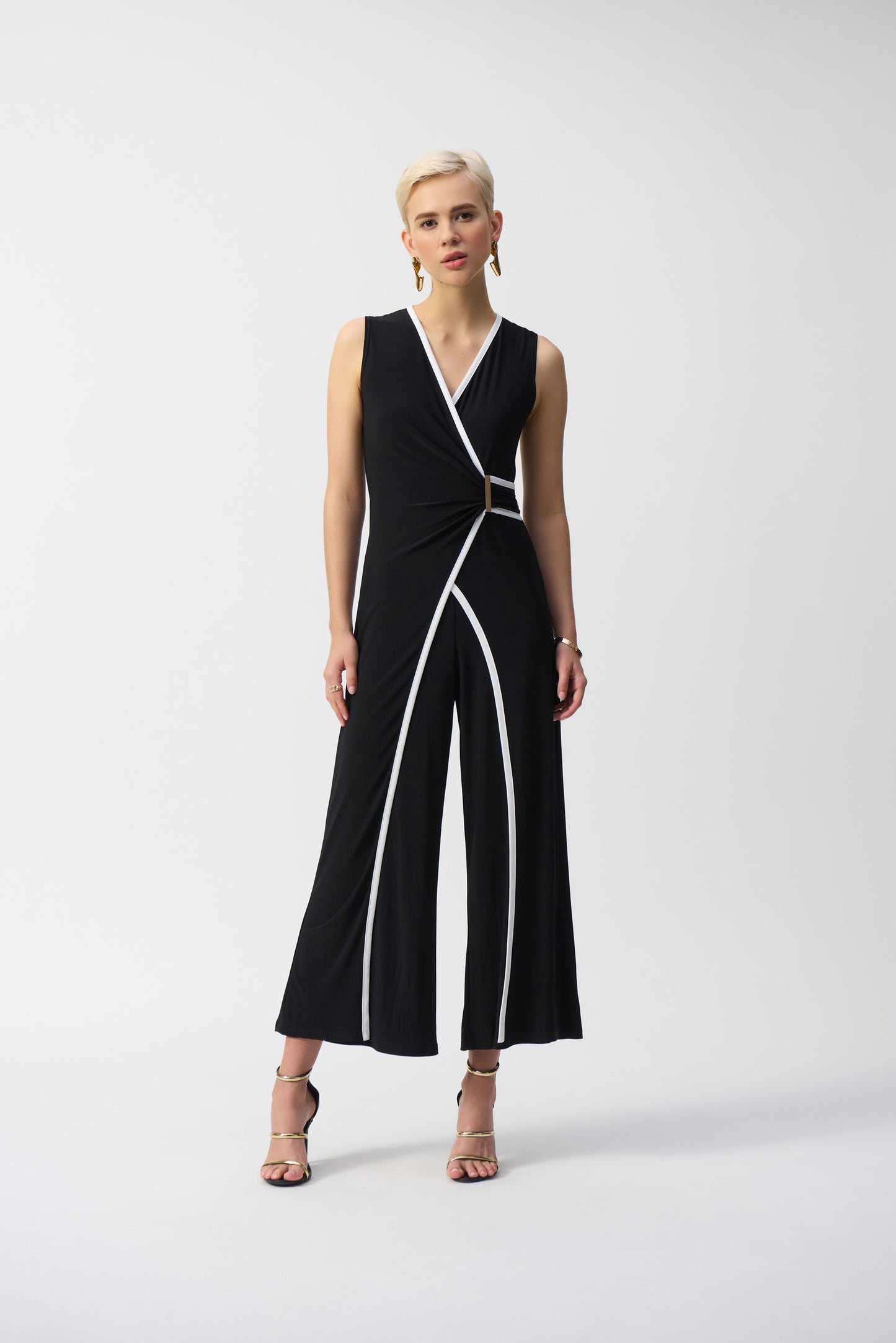 Joseph Ribkoff Spring 2025-251048-110-Jumpsuit-Black/Vanilla - The Coach Pyramids