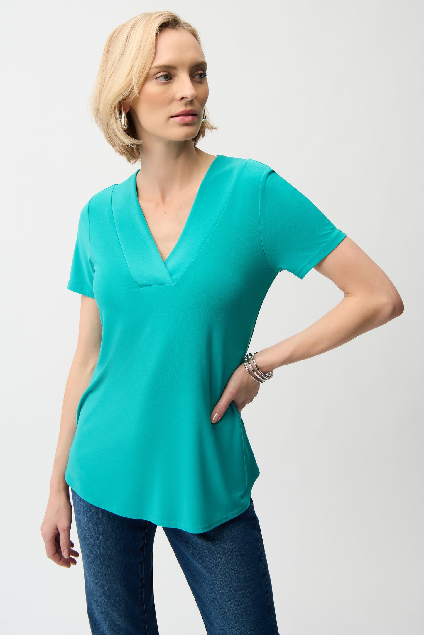 Joseph Ribkoff-251125S26-3849-Top-Harbor Blue - The Coach Pyramids