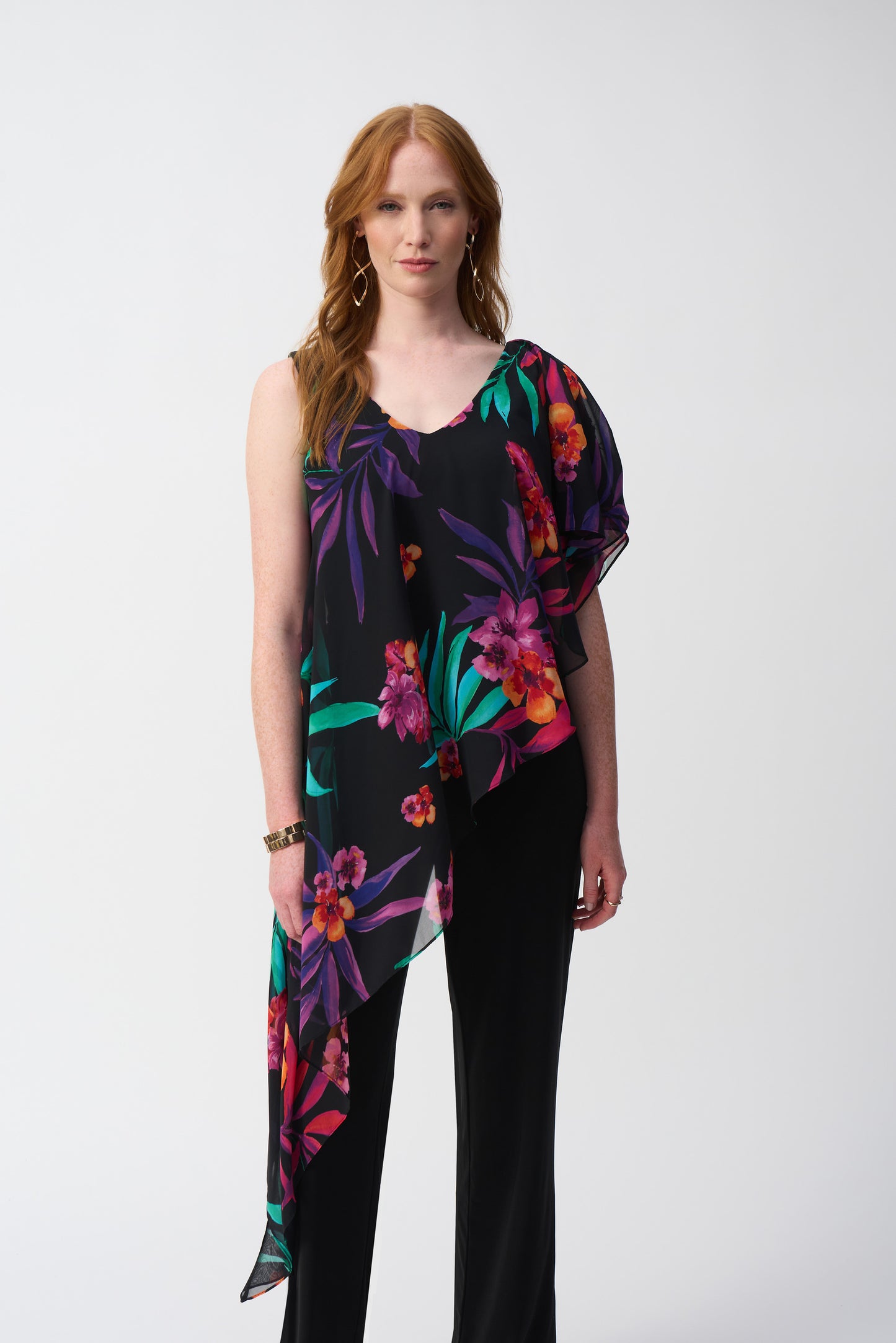 Joseph Ribkoff Spring 2025-251152-178-Jumpsuit-Black/Multi - The Coach Pyramids
