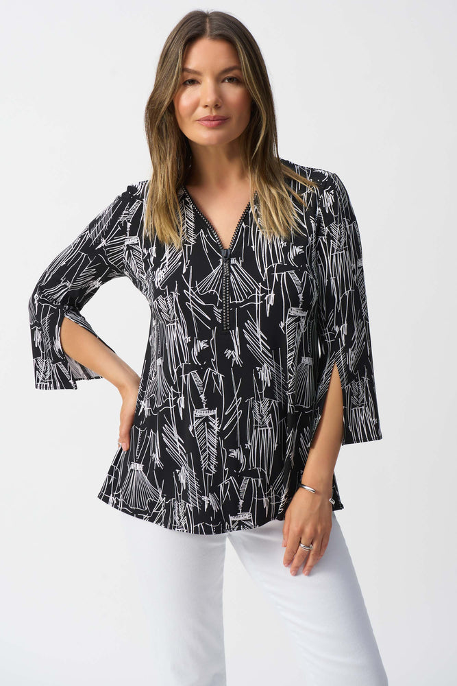 Joseph Ribkoff Spring 2025-251181-110-Tunic-Black/Vanilla