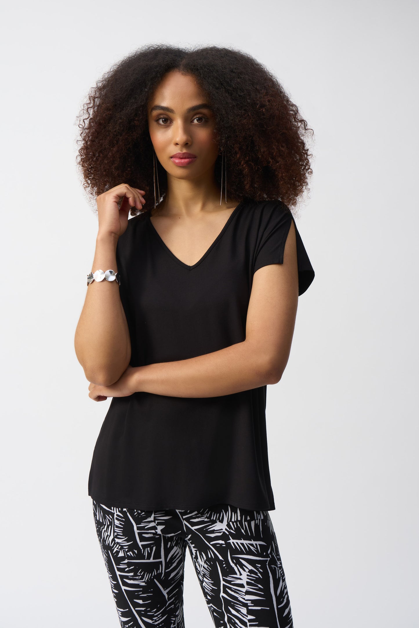 Joseph Ribkoff Spring 2025-251229-11-Top-Black - The Coach Pyramids