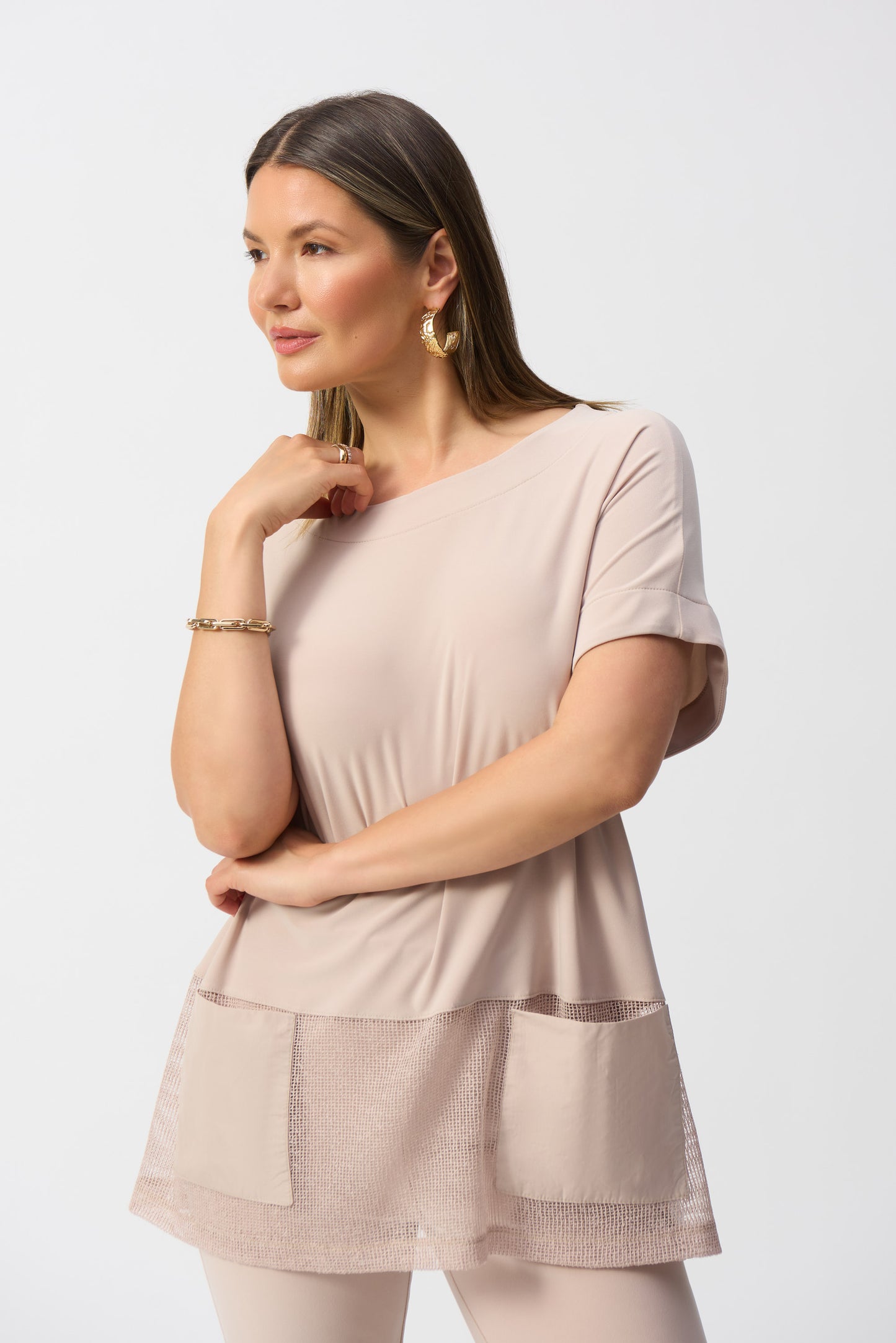 Joseph Ribkoff Spring 2025-251233-4370-Tunic-Parchment - The Coach Pyramids