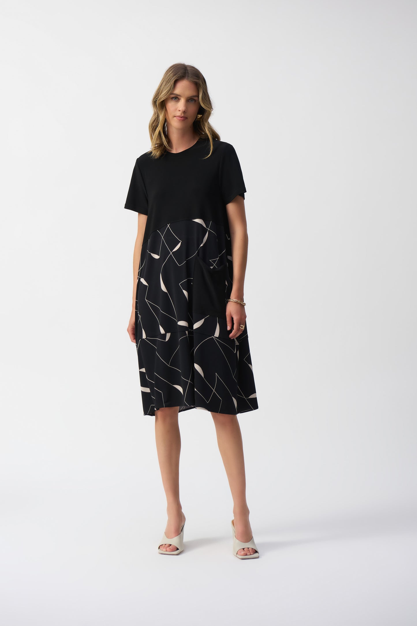 Joseph Ribkoff Spring 2025-251271-3882-Dress-Black/Moonstone - The Coach Pyramids