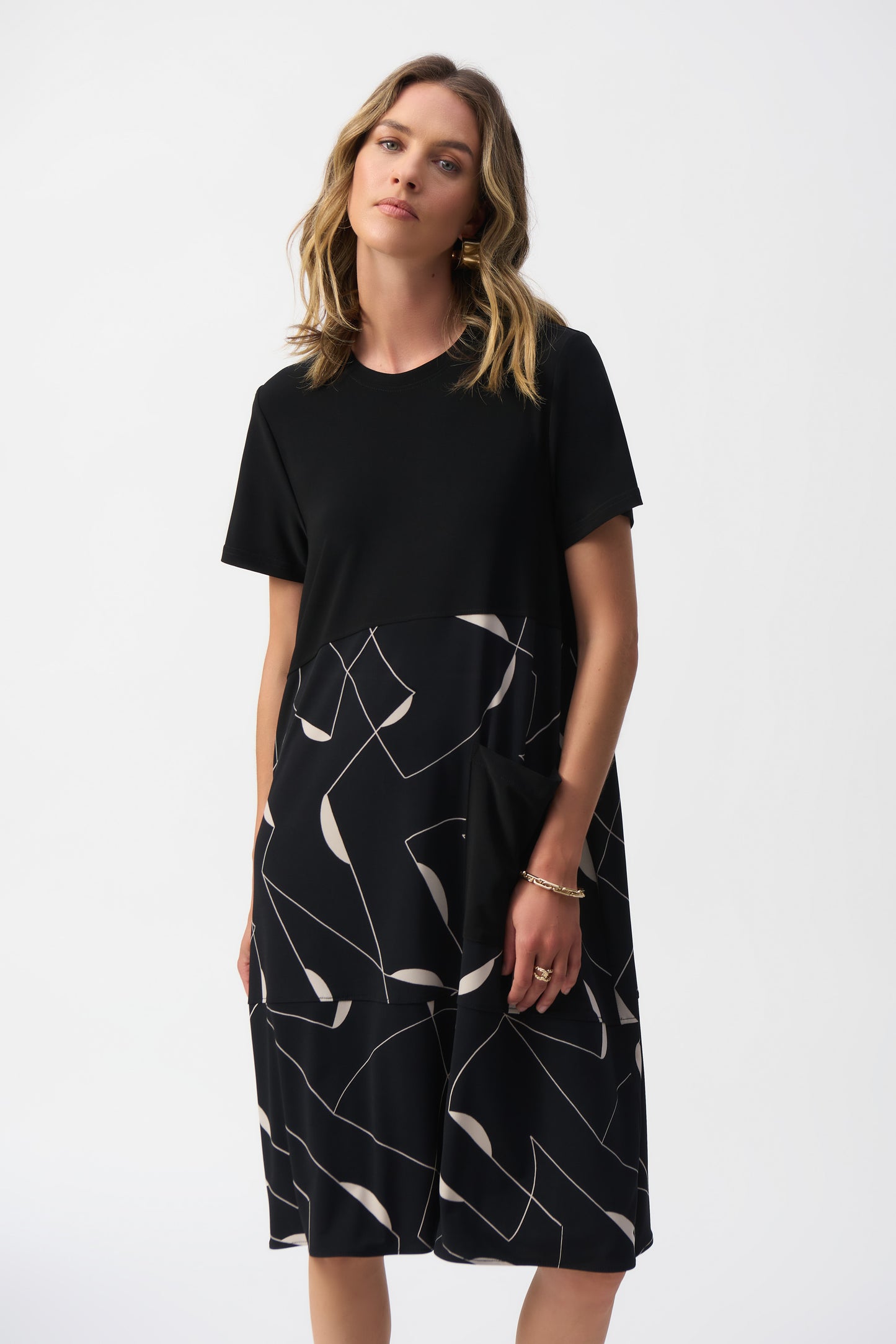 Joseph Ribkoff Spring 2025-251271-3882-Dress-Black/Moonstone - The Coach Pyramids