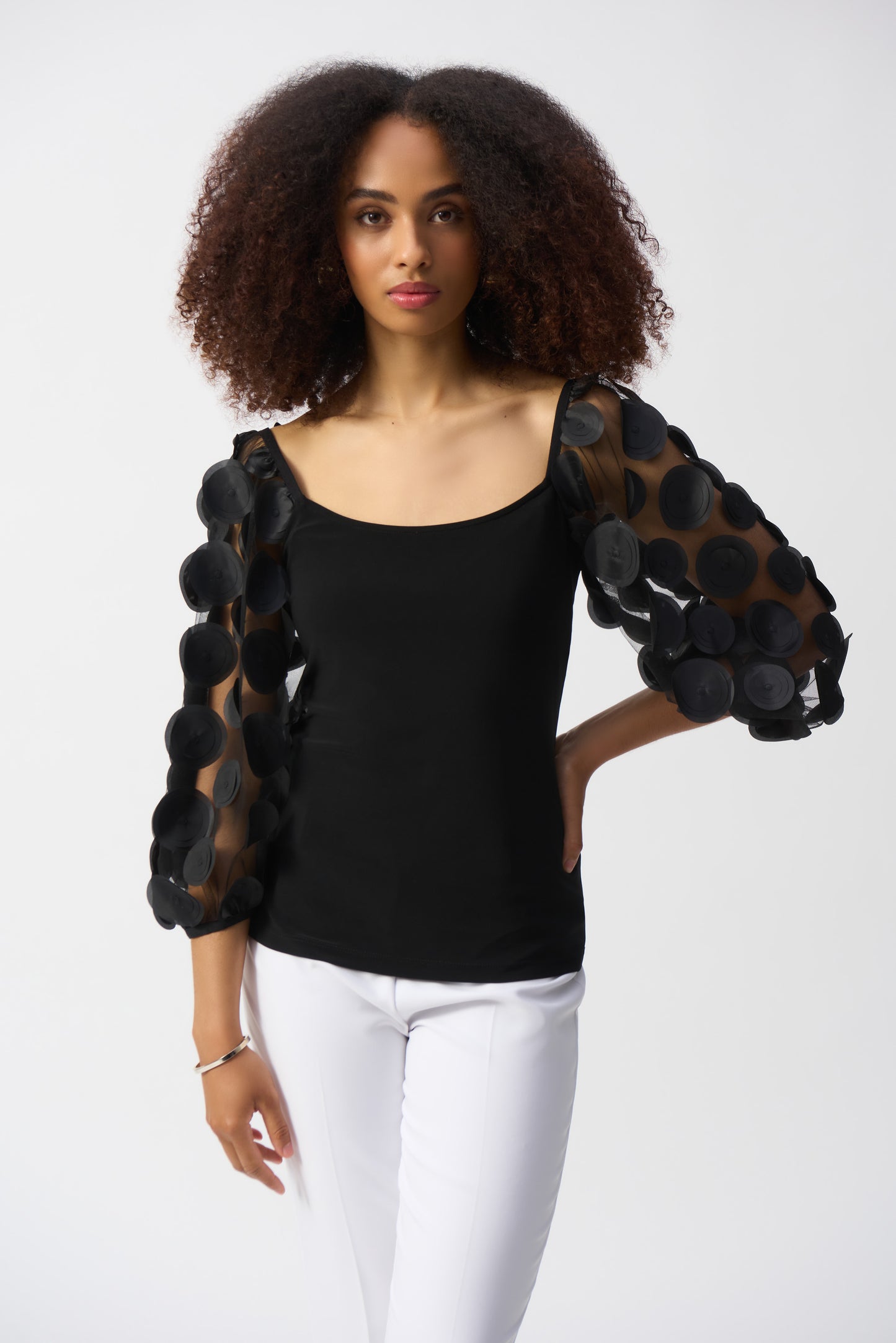 Joseph Ribkoff Spring 2025-251273-11-Top-Black - The Coach Pyramids