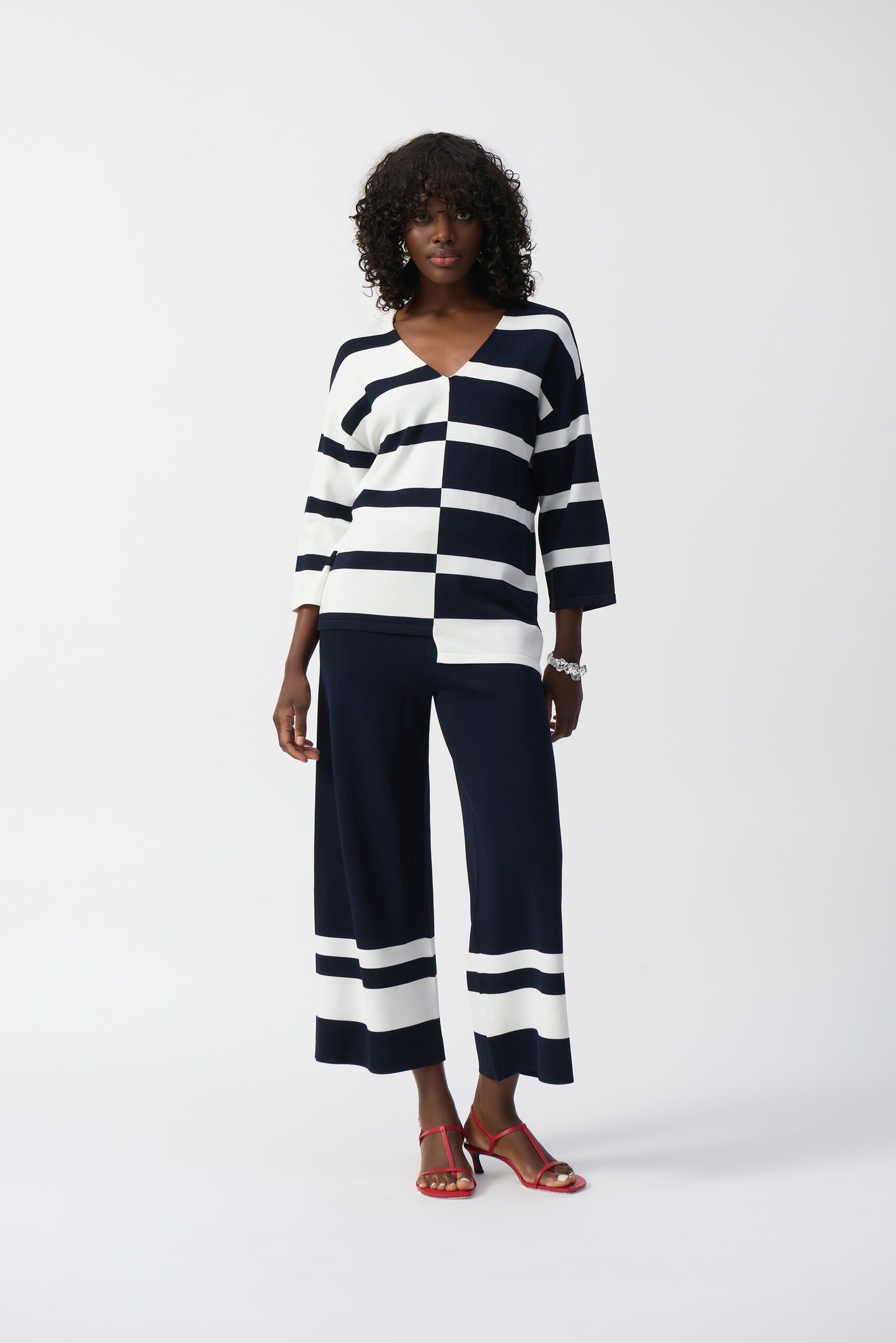 Joseph Ribkoff Spring 2025-251914-2229-Tunic-Midnight Blue/Vanilla - The Coach Pyramids