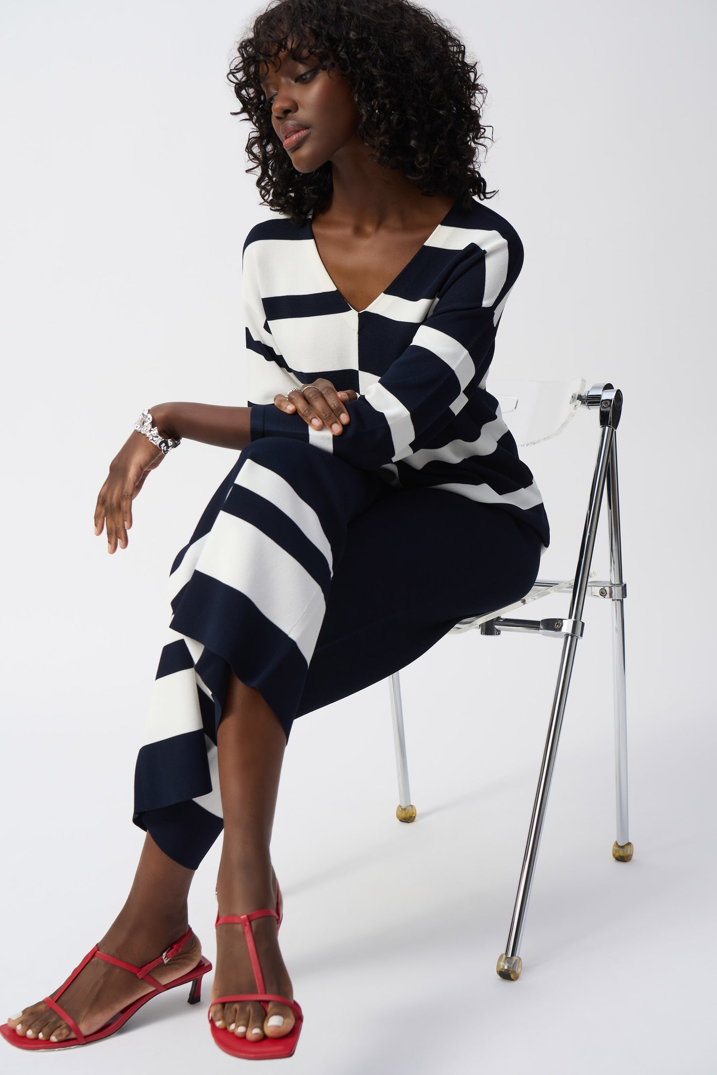Joseph Ribkoff Spring 2025-251914-2229-Tunic-Midnight Blue/Vanilla - The Coach Pyramids