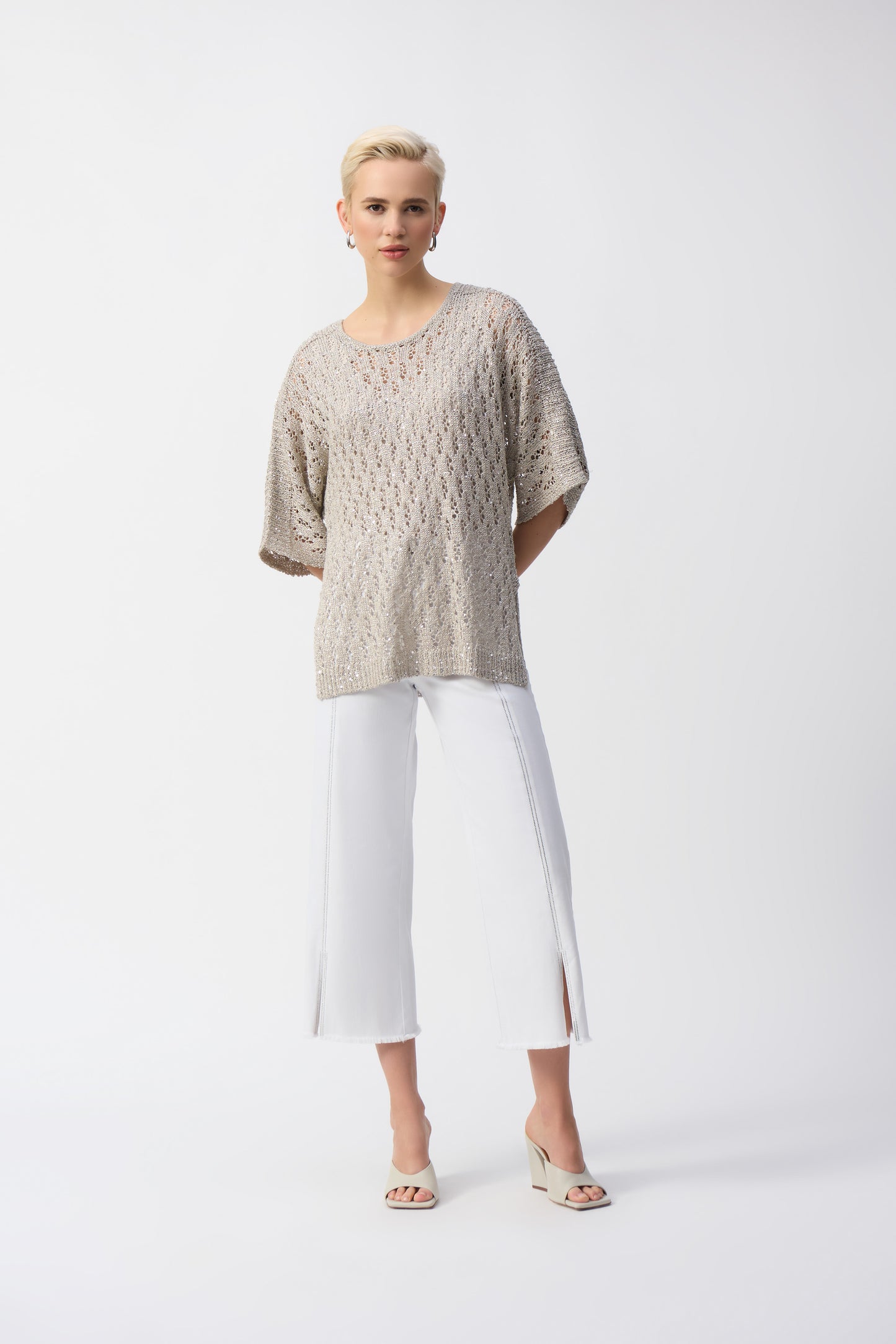 Joseph Ribkoff Spring 2025-251928-3059-Top-Champagne - The Coach Pyramids